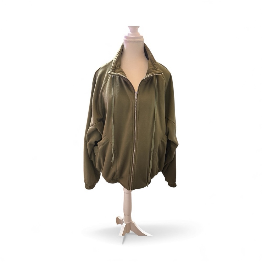 BiBi Olive Green Zip-Up Jacket – Size 1X